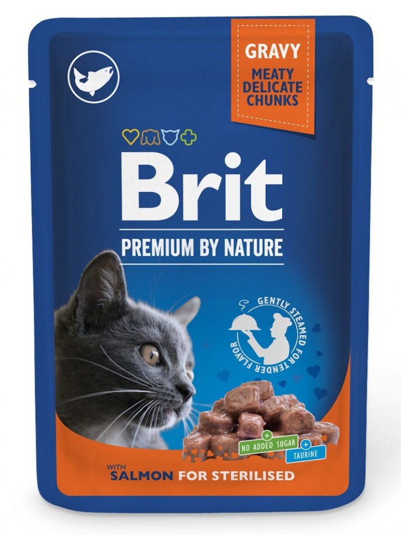Brit Premium Cat Adult Łosoś Sterilised saszetka 100g 