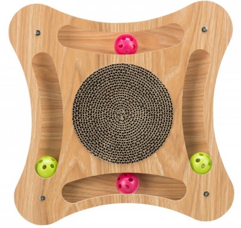 TRIXIE Drapak kartonowy z zabawkami, drewno/karton, 35 × 4 × 35 cm TX-48021