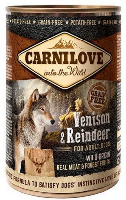 Carnilove Dog Wild Meat Venison & Reindeer Adult - dzik i renifer puszka 400g 