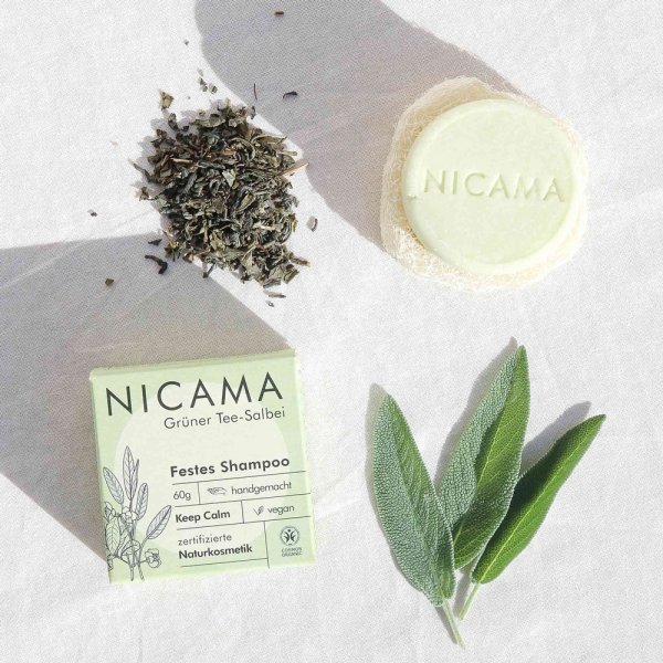 NC025 Szampon w kostce Zielona herbata-Szałwia 60g