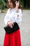 Kopertówka torebka wizytowa Solome L5 beżowa lakier plener