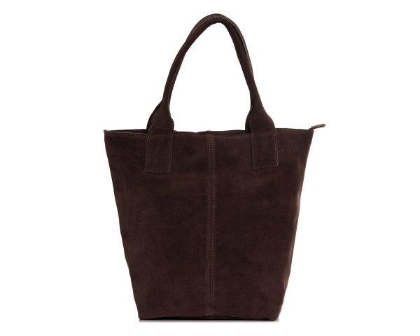 Skórzana torba damska włoska torebka miejska Solome Carvela brązowa zamszowa tył