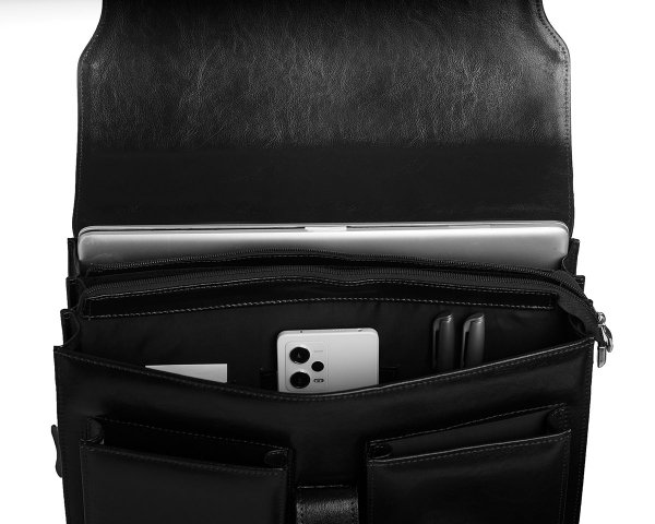 Teczka na dokumanty aktówka skórzana Solome Osaka koniakowa wnętrze