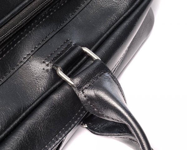 Czarna torba skórzana na laptopa Solome Verona detal 1