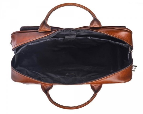 Męska torba skórzana na laptopa Solier Rothen SL30 brązowy vintage wnętrze