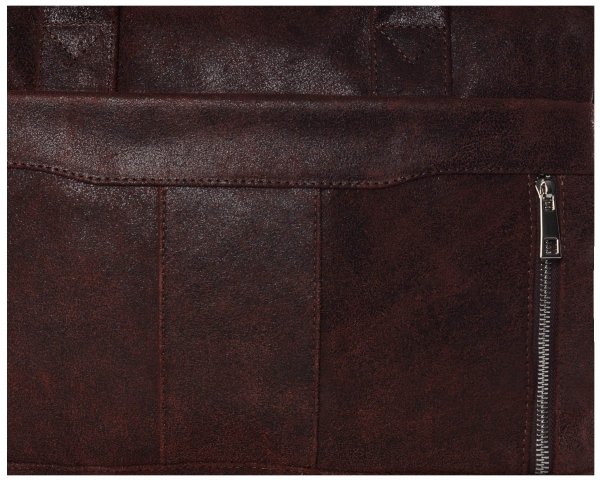 Skórzana męska torba na ramię Solome Oregon brązowa krek vintage detal