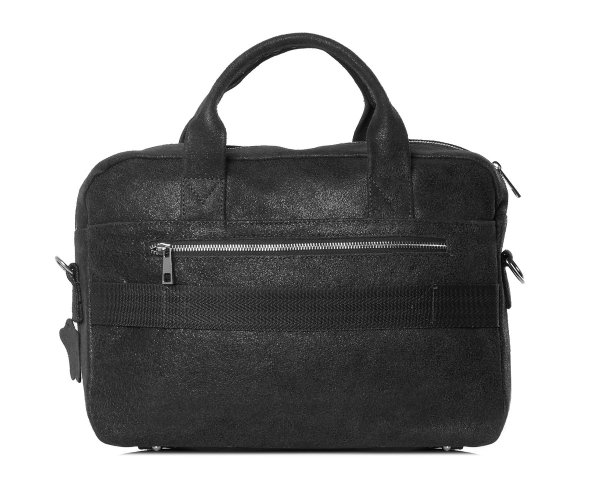 Skórzana męska torba na ramię Solome Oregon szara krek vintage tył