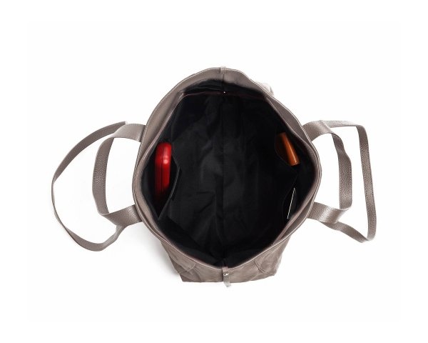 Skórzana torba damska włoska torebka miejska Solome Moza bezowa zamszowa wnętrze