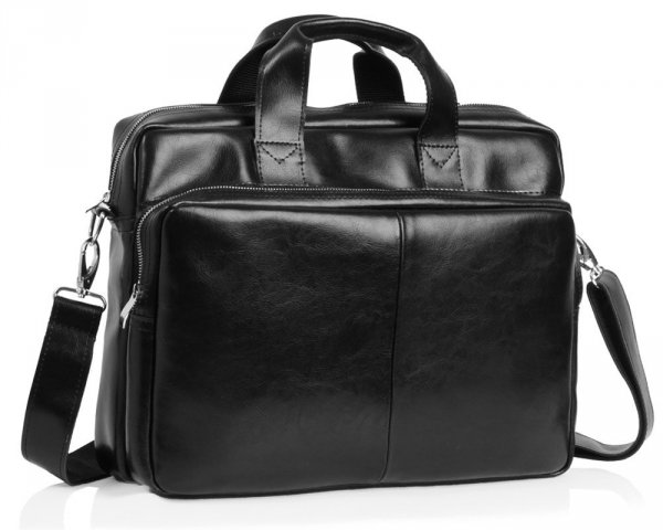 Skórzana torba na laptopa Solome Pemier black skos