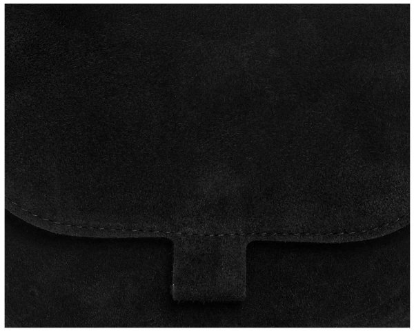 Damska skórzana torebka wizytowa listonoszka Solome Capri czarna zamszowa detal