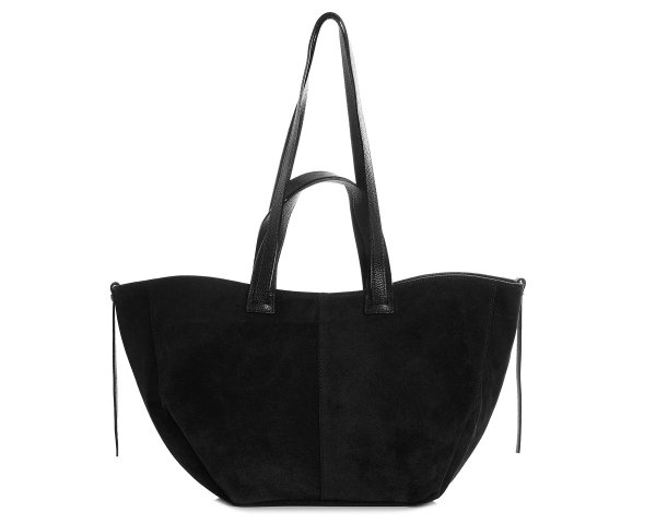 Skórzana torba damska włoska torebka miejska Solome Moza czarna zamszowa na ramię