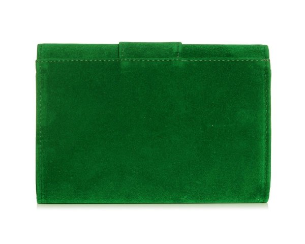 Torebka wizytowa kopertówka Solome M2 zielony zamsz tył