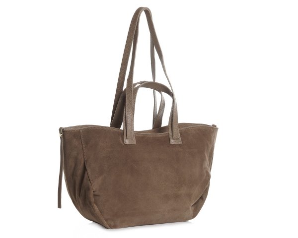 Skórzana torba damska włoska torebka miejska Solome Moza bezowa zamszowa skos