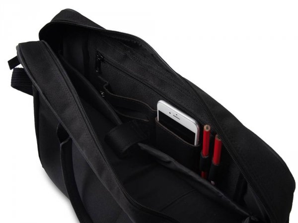 Skórzana torba na laptop Solome Ring 01 czarna Codura detal