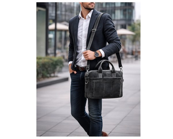 Skórzana męska torba na ramię Solome Oregon szara krek vintage plener