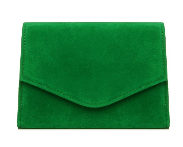 Kopertówka torebka wizytowa na pasku Solome S4 zielony zamsz przód