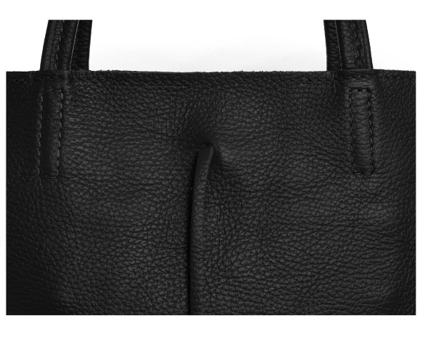 Skórzana torba damska włoska torebka miejska Solome Havana czarna detal