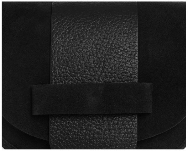 Czarna skórzana listonoszka torebka damska na ramię zamszowa detal