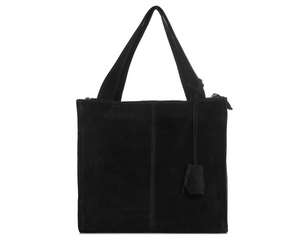 Skórzana torba damska włoska torebka miejska Solome Naomi czarna zamszowa na ramię