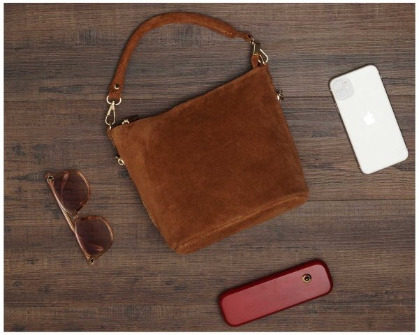 Damska skórzana torebka wizytowa listonoszka Solome Diola jasna koniakowa plener