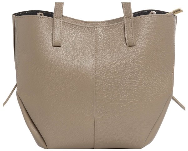 Włoska skórzana torba damska Shopperka Solome Monroe jasny beż detal