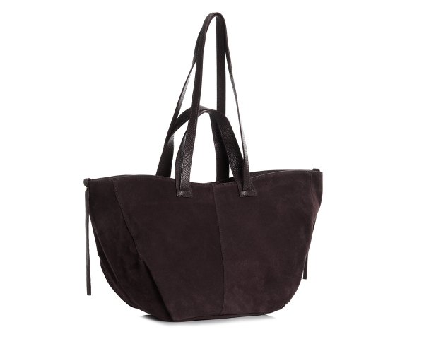 Skórzana torba damska włoska torebka miejska Solome Moza brązowa zamszowa skos