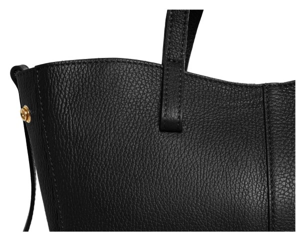 Włoska skórzana torba damska Shopperka Solome Monroe czarna detal