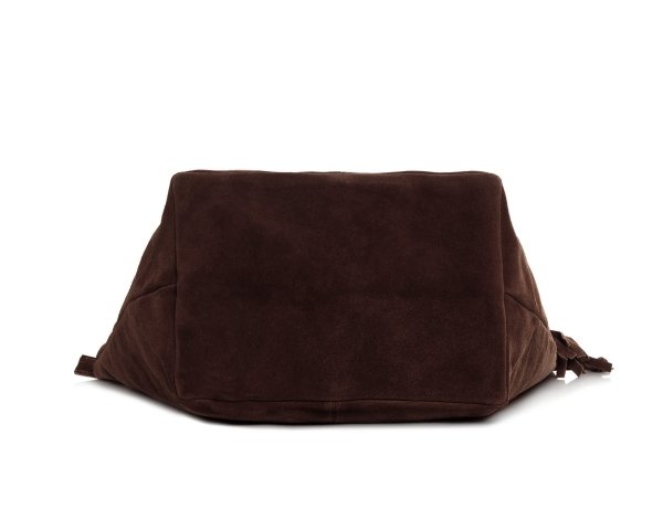 Skórzana torba damska włoska torebka miejska Solome Carvela brązowa zamszowa spód