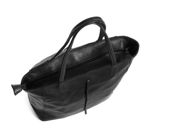 Skórzana torba damska włoska torebka miejska Solome Havana czarna z góry