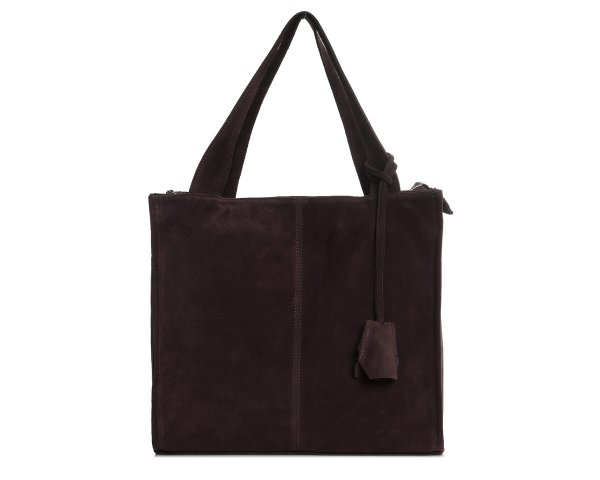 Skórzana torba damska włoska torebka miejska Solome Naomi brązowa zamszowa do ręki