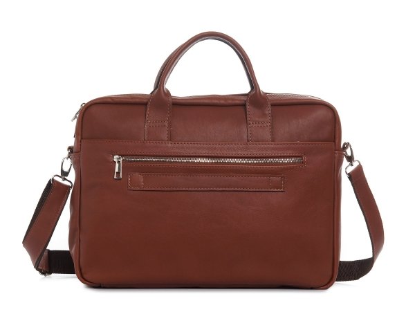 Skórzana aktówka torba na laptopa Solome Summit brązowa koniak tył