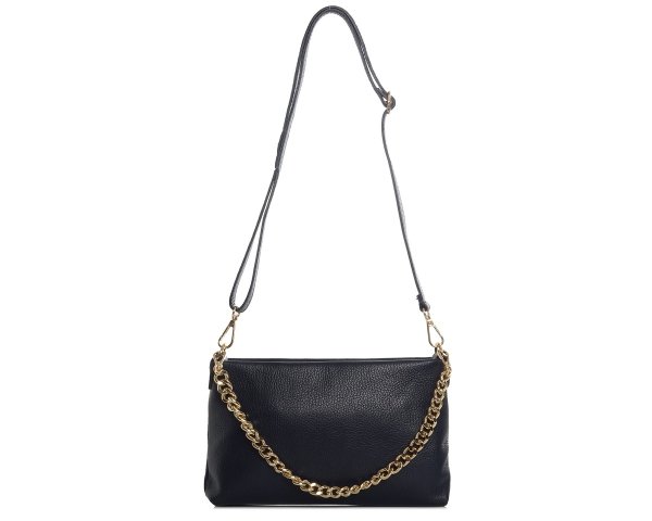 Damska skórzana kopertówka torebka wizytowa Solome Inka granatowa tył