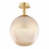 Miodowa lampa sufitowa kinkiet plafon glamour elegancka duża szklana kula ryflowana mosiądz PALOMA 8514 Argon