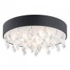 CZARNA LAMPA SUFITOWA OKRĄGŁA ARGON BELLA 1495 CZARNY PLAFON Z KRYSZTAŁKAMI 