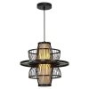 Czarna geometryczna lampa wisząca z rattanu ASTRA LP-3110/1P BK Light Prestige