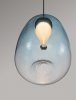 Nowoczesna lampa wisząca LED owalna niebieski szklany klosz uniwersalna klasyczna minimalistyczna JAREVIA LE45124 Luces Exclusivas