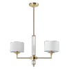 Złota lampa wisząca żyrandol abażurowy SUTTON P02838BR-WH lampa salonowa jadalniana