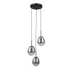 Czarna lampa wisząca szkło dymione potrójna Meolo Italux PND-40825-3-BK jadalniana nad stół 