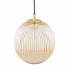 Miodowa lampa wisząca glamour elegancka mosiądz ryflowane szkło kula 25 cm PALOMA 8515 Argon