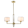 Złota lampa wisząca żyrandol abażurowy SUTTON P02838BR-WH lampa salonowa jadalniana