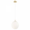 Lampa wisząca minimalistyczna biała kula 25cm opal mat ryflowane mleczne szkło złote dodatki PALOMA 8507 Argon