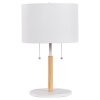 Klasyczna Lampka Stołowa Biała Drewniane Elementy FOGO LP-0304/2T WH LIGHT PRESTIGE