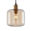 Czarno Złota Dekoracyjna Lampa Wisząca Szklany Bursztynowy Klosz ZONA PND-29257A-1-BRO-AMB ITALUX