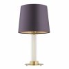 Duża lampa stołowa lampka nocna transparentne ryflowane szkło śliwkowy abażur satyna mosiężny stelaż HAMPTON 8543 Argon