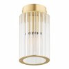 Plafon elegancki reflektor sufitowy klasyczny tuba transparente szkło ryflowane wewnątrz mosiądz szczotkowany HAMPTON 8501 Argon