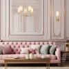 Lampa wisząca metalowa złota 5-płomienna elegancka klasyczna minimalistyczna tkaninowy biały abażur DARLING ST-9501-5 GOLD Step Into Design
