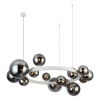 Biała molekularna lampa wisząca szklane klosze w kolorze dymiony chrom BUBBLES 15 SMOKY AZ5876 + AZ5879 Azzardo 