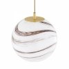 Lampa wisząca 3-płomienna nowoczesna biało-brązowy marmur szklane kule mosiądz szczotkowany na okrągłej podsufitce ARUBA 6299 Argon
