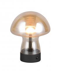 Lampka stołowa nocna bursztynowa LED szklana grzybek designerska nowoczesna dekoracyjna ściemnialna na komodę DOOLEY R54981113 Rl