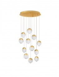 Lampa wisząca LED wielopunktowa szklana złota okrągła designerska uniwersalna ściemnialna Luces Exclusivas 9124125